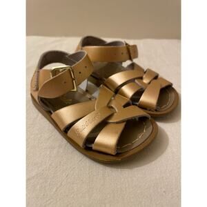 Original Salt Water Sandal Baby Girl Size 4 Rose Gold Pink Leather Sun-San